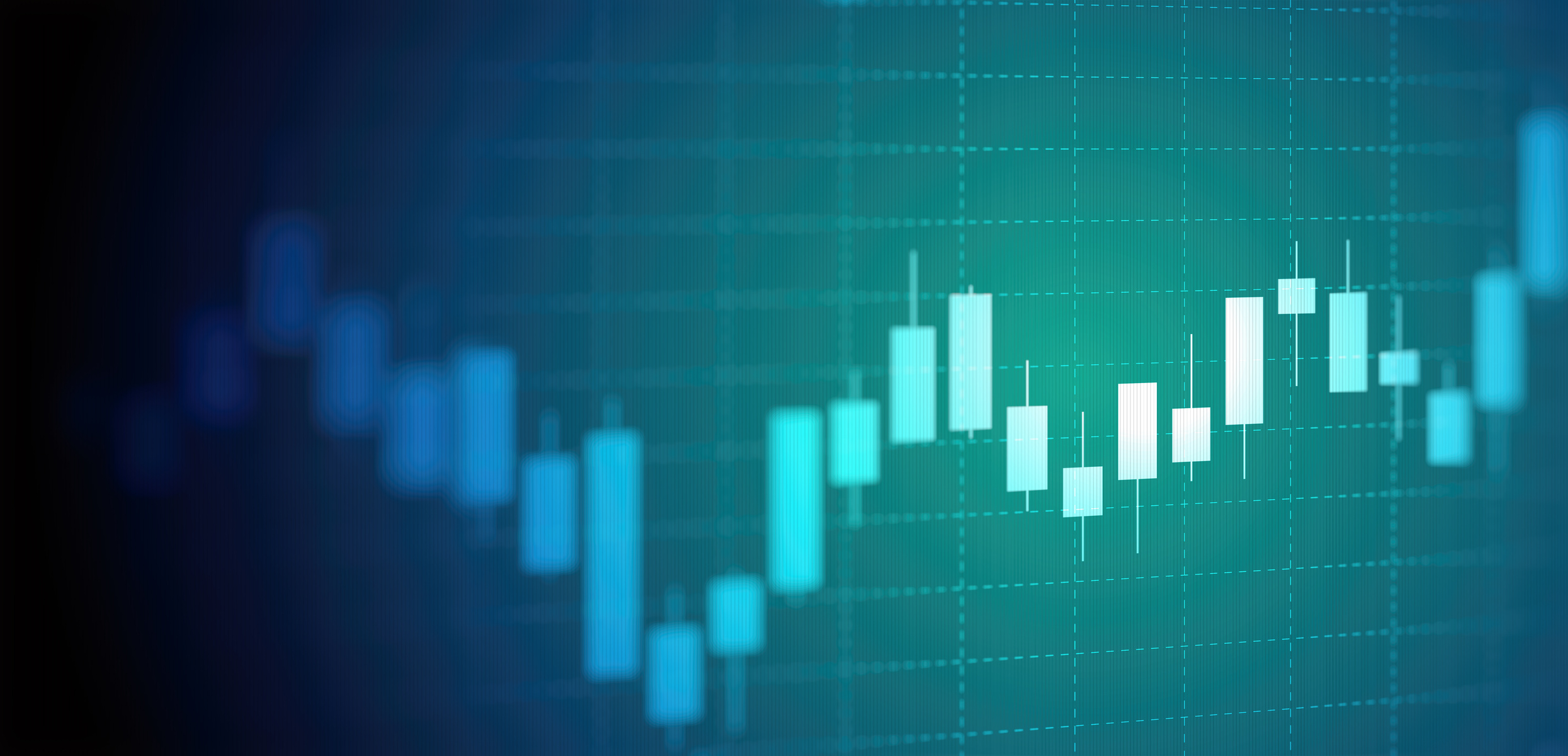 Financial graph with trend line chart in stock market, Business technology concept